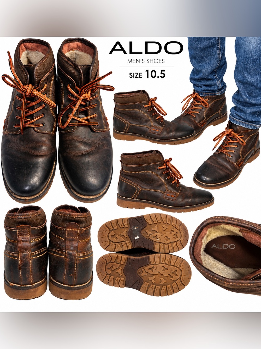 ALDO Men’s Brown Leather Chukka Boots with Tan Laces